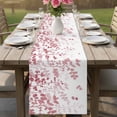 thumbnail image 4 of Pink Leaves Table Runner - 108 Inch Long Summer Botanical Cotton and Linen Blended Dress Scarves Farmhouse Table Runner for Kitchen Dining, Coffee Table, 13" x 108", 4 of 8