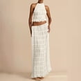 thumbnail image 2 of CHUMUD Dressy Skirt Sets for Women 2 Piece Outfits Summer Matching Set Sleeveless Halter Crop Tank Top Drawstring Maxi Skirts Casual Ruffle Evening Party Set, 2 of 7