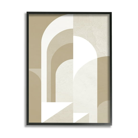 Stupell Industries Beige Abstract Arches Abstract Painting Black Framed Art Print Wall Art, 11 x 14