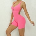 thumbnail image 5 of Mrat Women's One-Piece Jumpsuit Sleeveless Short Bodycon Rompers Back Crossing Yoga Workout Bodysuit Linen Jumpsuits for Women S-62 Hot-Pink L, 5 of 8