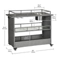 thumbnail image 6 of Dextrus Outdoor Kitchen Island Rolling Trolley Cart, Wicker Bar Cart with Wheels and 2 Steel Shelves, Kitchen Storage Dining Serving Cart - Gray, 6 of 16