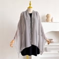 thumbnail image 4 of Lumtrix Womens Shawls Wraps Sheer Chiffon Shawl for Evening Gowns, Stylish Wedding Cover Up Summer Sun Protection Gray One Size, 4 of 5