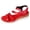 Red, variant on Espadrilles for Women Low Wedge Beach Sandals Open Toe Soft Leather Strappy Arch Support Walking Shoes Red Size 6
