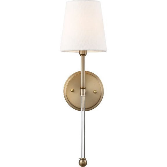 60/6687 Nuvo Lighting Olmsted-1 Light Wall Sconce-5.5 Inches Wide by 19 Inches High-Burnished Brass/White Finish