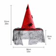 thumbnail image 3 of Womens Halloween Witch Hat with Mesh Veil, Pointed Cone Costume Hat for Party Dress Up Cosplay Haunted House, Wizard Headwear Red, 3 of 6