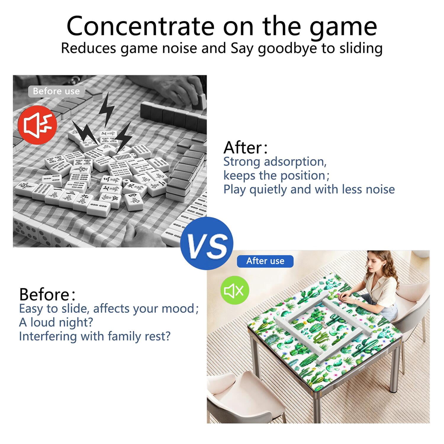31.5x31.5 Inch Plants Style Game Pad Crafted from High Quality Rubber Material with Anti-Slip Non-Slip Grip and Noise Reducing Features for Cards Tiles Games