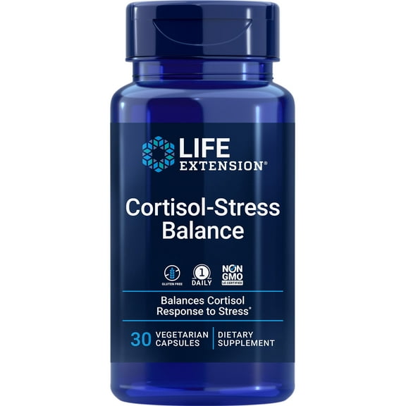 Life Extension Cortisol-Stress Balance - Manage Stress by Maintaining Healthy Cortisol Levels - Gluten-Free, Non-GMO, 1-Daily - 30 Vegetarian Capsules
