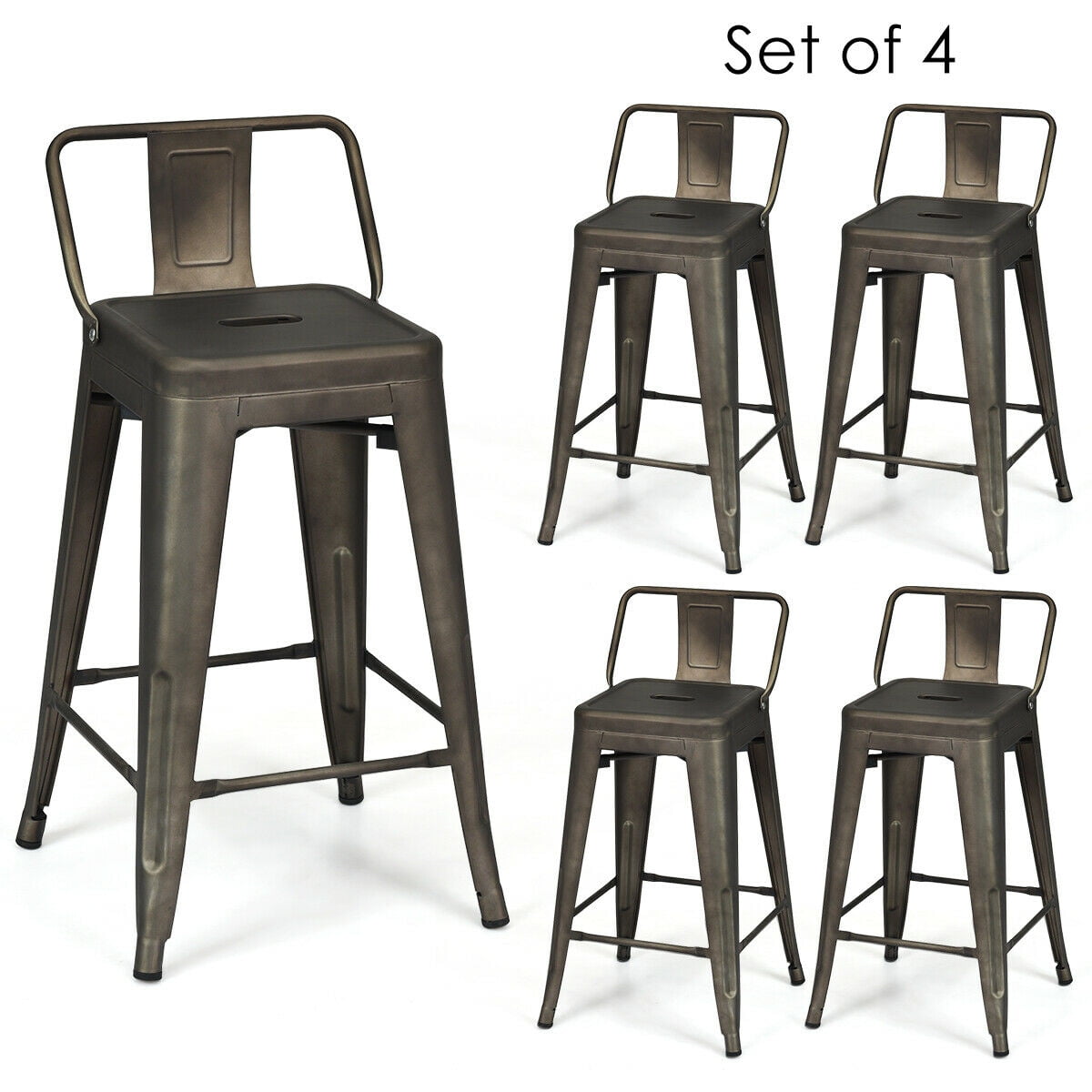 Details about   24 Inch Set of 4 Cafe Side Chairs with Rubber Feet and Removable Back Bars Cafes 