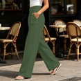 thumbnail image 6 of Lenpel Wide Leg Office Pants for Women Fashion High Waist Double Button Pleated Dress Trousers Casual Business Pants with Pockets, 6 of 7