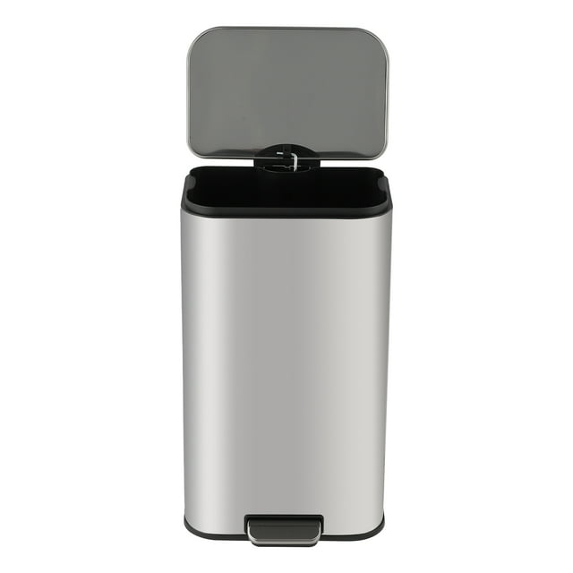 Narrow Rectangular Step Trash Can with Soft-Close Lid & Removable Inner Bucket, Ideal for Kitchen & Home Office