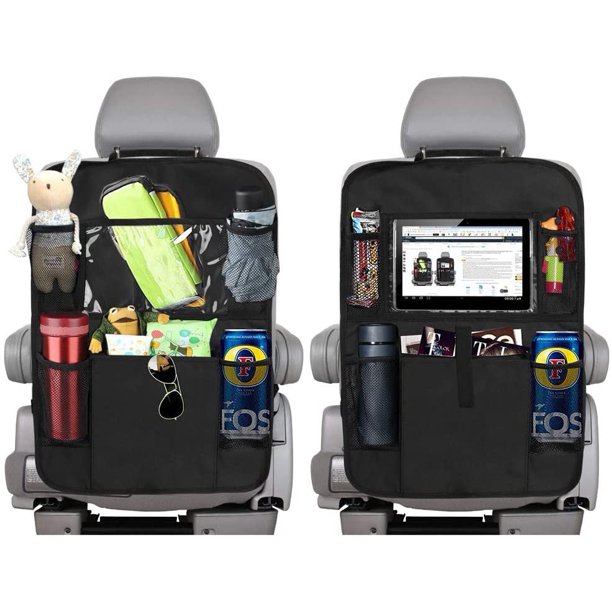 1 Pack Car Back Seat Organiser with Tablet Holder, Kick Mat, Multi