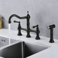 thumbnail image 6 of Cfowner Brass Bridge Kitchen Faucet, Kitchen Sink Faucet with Pull-Out Side Spray, Matte Black, 6 of 8