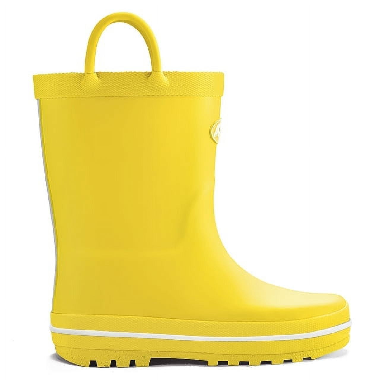 Kushyshoo Kids Rubber Rain Boots Yellow Matte Boots with Handles