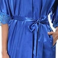 thumbnail image 6 of Women Bathrobe Solid Color Belt Cardigan Lace Lady Pajamas for Spring, 6 of 7
