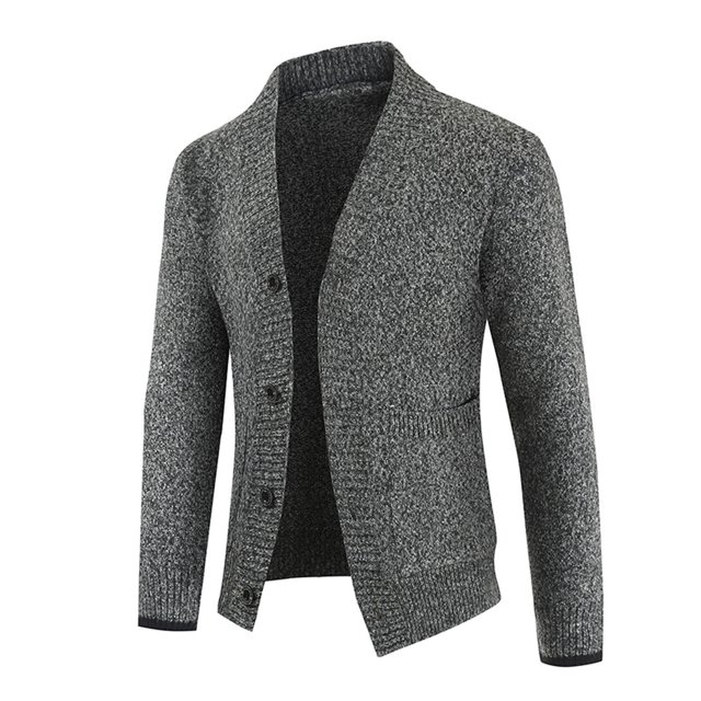Gibobby Cárdigan hombre Cárdigan de algodón con botones para hombre, cuello en V, diseño básico, suéter de punto(Gris oscuro,M)