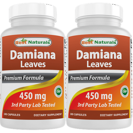 2 Pack Best Naturals Damiana Leaves 450 mg 180 Capsules | Supports Male and Female reproductive health