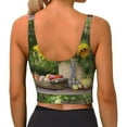 thumbnail image 3 of Vsdgher Vintage Wooden Bucket Print Women Sleeveless Athletic Tank Top Built-in Bra Camisole Sports Vest for Yoga Running Fitness Exercise with Removable Pads, 3 of 8