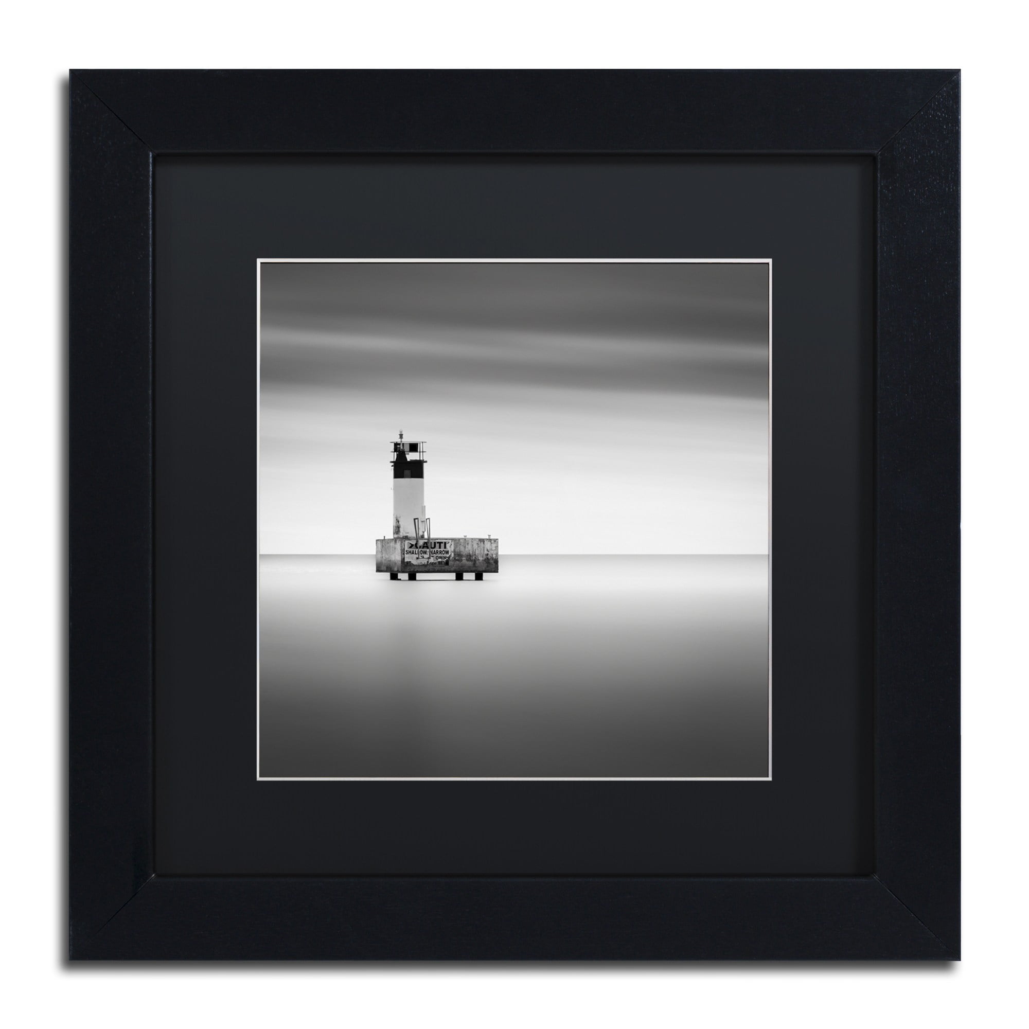Trademark Fine Art "Warning Sign" Canvas Art by Dave MacVicar, Black Matte, Black Frame
