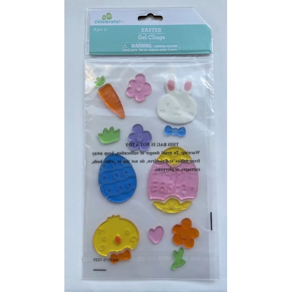 New Happy Easter Egg, Bunny, Chick, Flowers Window Gel Clings Decorations 16 Pc!