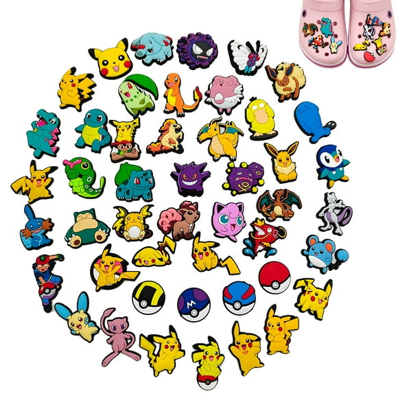 Forfamy 47 Pcs Cartoon Shoe Charms for Girls Boys, Croc Charms, Cartoon Shoe Charms for Croc, Cute Shoes Decoration Charms for Kids Adults, Party Favors Gifts