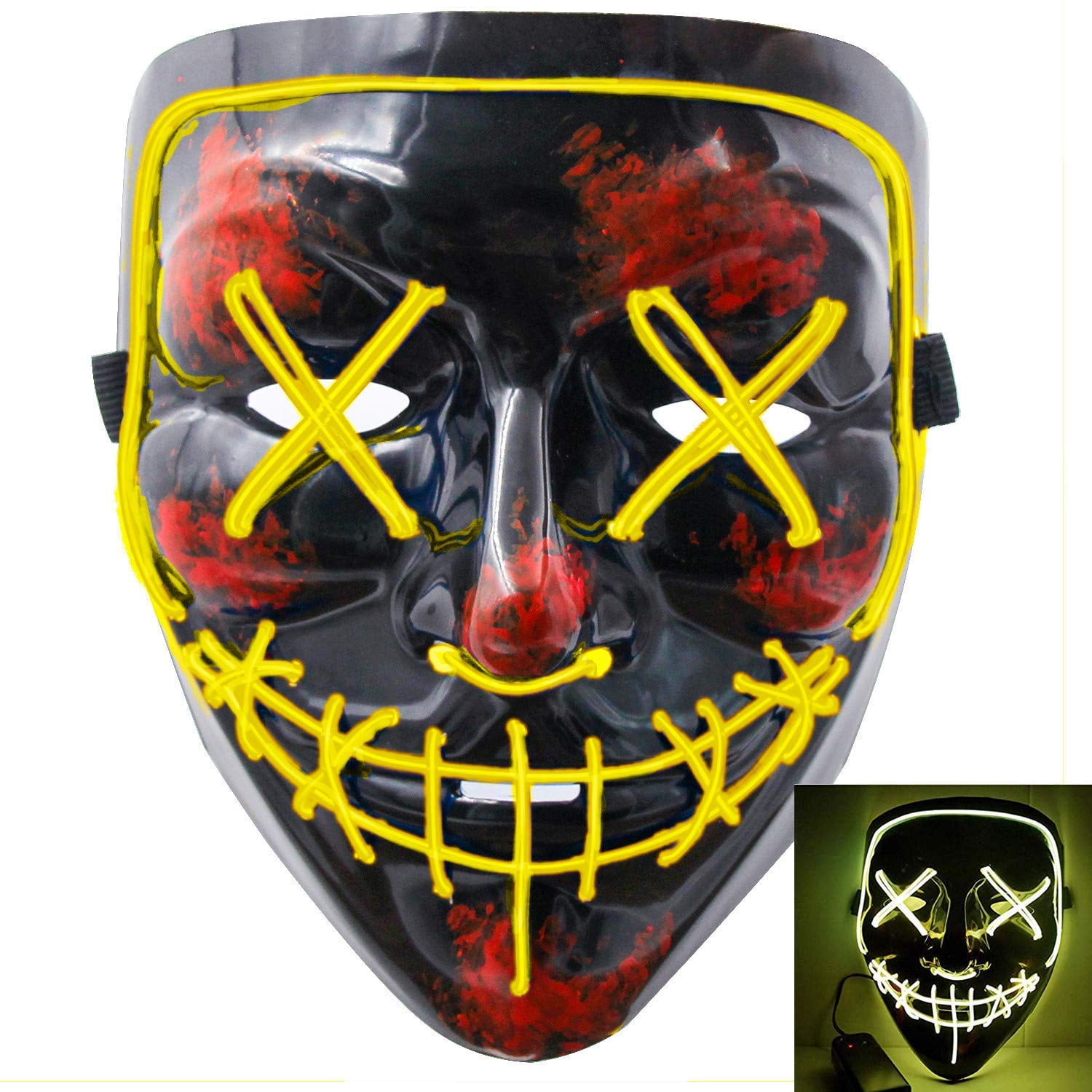 Tagital Halloween Mask LED Light Up Funny Masks The Purge Movie Scary  Festival Costume 