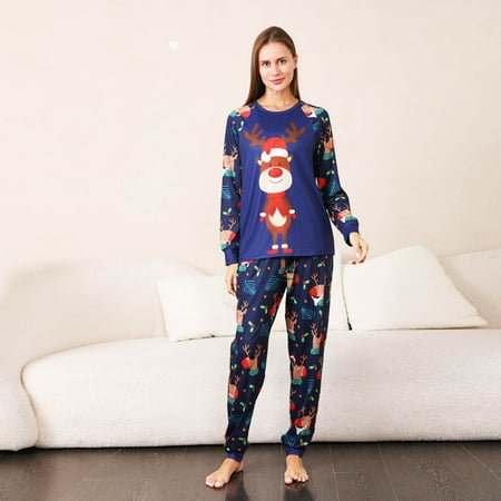 

Pajamas for Women Set Woman Christmas Fashion Cute Fawn Print Top Pants Suit Family Parent-child Wear Mom Womens Pjs on Clearance