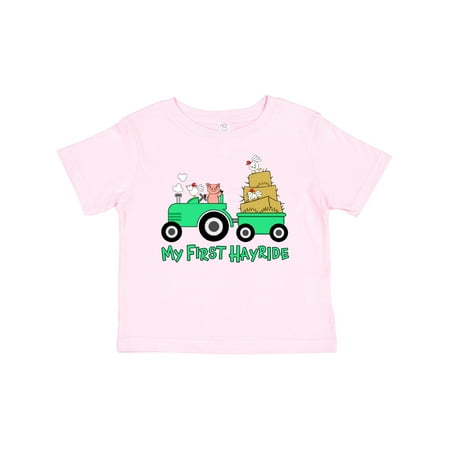 

Inktastic My First Hayride Cute Pig Chickens and Tractor Gift Baby Boy or Baby Girl T-Shirt