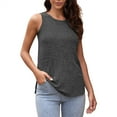 thumbnail image 4 of TKLPEHG Sleeveless Tank Tops for Women Crew Neck Basic Tank Top Sleeveless T Shirt Loose Lightweight Casual Comfy Summer Clothes Solid Color Fashion Blouses (Dark Gray,XL), 4 of 8