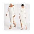 thumbnail image 6 of KelaJuan Women's Knit Bodycon Long Dress Solid Color Ribbed Scoop-Neck Long Sleeve Thigh Slit Dress, 6 of 6