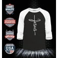 thumbnail image 2 of Shop4Ever Men's Jesus Cross Raglan Baseball Shirt Large Black/White, 2 of 4