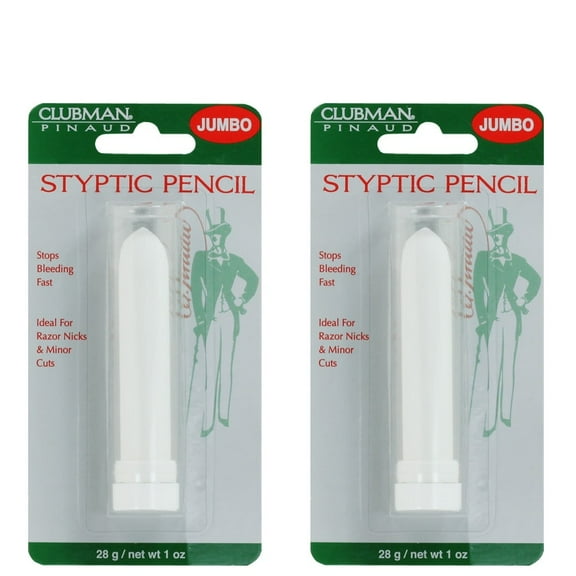 Clubman Jumbo Styptic Pencil, Treat and Seal Shaving Cuts Instantly, Anti-hemorrhaging Stick, First Aid, White, 1 oz - 2 Pack