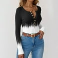 thumbnail image 6 of Women's Ribbed Knit Henley Shirts Plus Size V Neck Fitted Long Sleeve Button Down Tunic Tops, 6 of 6
