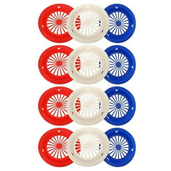 Set of 12 Patriotic Reusable Plastic Paper Plate Holders for 9" Plates, Red White and Blue Patriotic Colors, Perfect for 4th of July, BBQ's, Parties, & Camping (12)