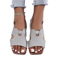 thumbnail image 3 of Summer Sandals, Wide Width Shoes for Women, Dressy Flat Sandals for Women, Womens Slingback Sandals, Peep Toe Low Block Heel Sandals for Women, Leather Insole Comfort Sandals, Gray 7, 3 of 6