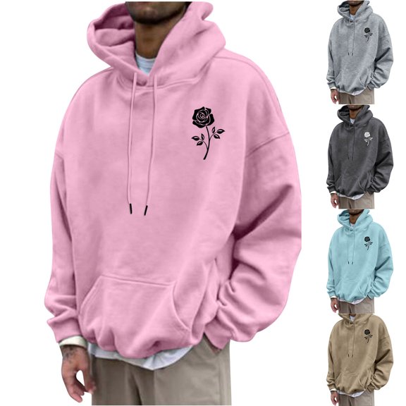 Namayuj Hoodies for Men Fall Solid Color Hooded Sweatshirt Fashion Pullover Tops Cotton Long Sleeve Hoodie with Pcokets