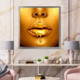 thumbnail image 3 of Designart 'Gold Paint Drips From Sexy Girl Lips' Modern Framed Art Print, 3 of 4