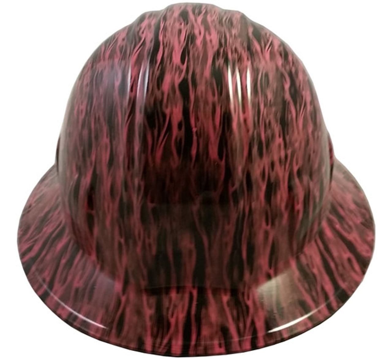 Pink Flame Hydro Dipped Hard Hats Full Brim Style with 4 Pt Suspension