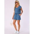 thumbnail image 3 of DARING DIVA 2 Pieces Lounge Knit Tee and Shorts Pajama Set L Blue, 3 of 6