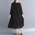 thumbnail image 4 of Sexlip Womens Midi Dress Long Sleeve Lace Design Soft Fabric Flared Silhouette for Formal Occasions Black XXL, 4 of 6