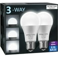 thumbnail image 3 of Bombillas LED, equivalente a 50 100 150 W, bombillas Briignite de 3 vías, bombillas A19 de tres vías E26 de base media, luz blanca diurna 5000 K, 600 lm-1200 lm-1600 lm, paquete de 2, 3 of 4