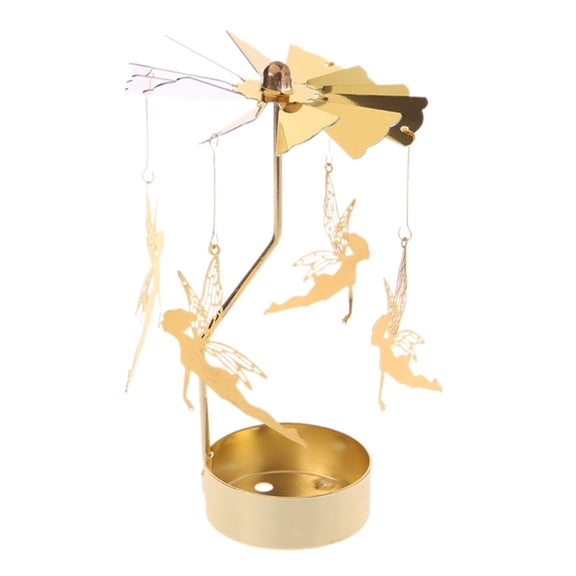 Rotating Gold Candle Holder – Spinning Tea Light Carrousel for Wedding, Dinner, Party & Home Decor