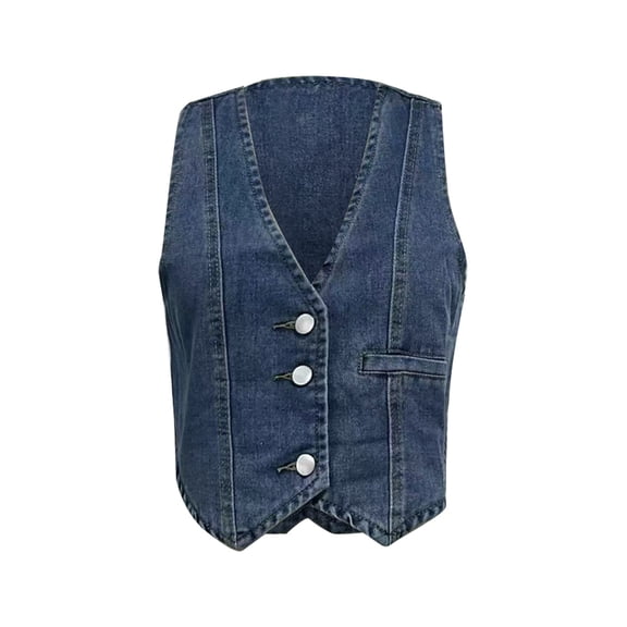 Plus Size Tank Tops for Women Washed Button Down Cropped Denim Vest Tops Summer Tops