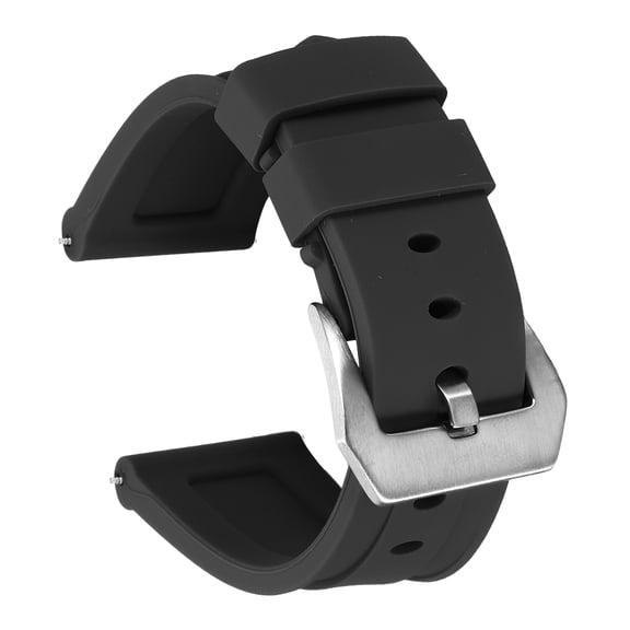 Uxcell Silicone Watch Bands 24mm Width Waterproof Quick Release Rubber Watch Bands with Silver Buckle for Men Women, Black
