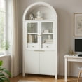 thumbnail image 7 of Fluted Arched Kitchen Pantry Storage Cabinet,71" Tall Cabinet with 2 Glass Doors,Freestanding Modern 2 Doors Cabinet with Adjustable Shelves for Kitchen,Living Room,Bedroom, 7 of 7