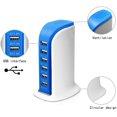 thumbnail image 3 of 30W 6-Port USB Desktop Charging Station HubWall Charger for iPhone iPad Tablets Smartphones with Smart Flow (Blue), 3 of 8