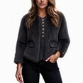thumbnail image 3 of Iyufng Faux Fur Cropped Jackets for Women Long Sleeve Short Coat with Button Decor, 3 of 8