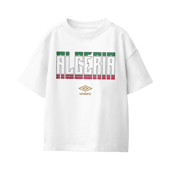 Umbro Kids Algeria Stacked Soccer T Shirt (White, XS-XL)