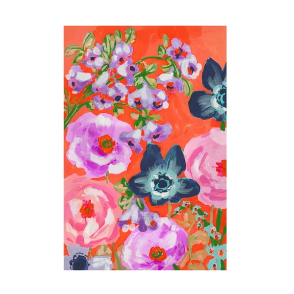 Trademark Fine Art Ania Zwara Blue Anemones On Red Canvas Wall Art