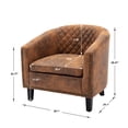 thumbnail image 5 of Accent Barrel Chair, Vintage Upholstered Armchair with Tufted Backrest and Rivets Trim Armrest, Living Room Single Sofa Chair with Solid Wood Legs for Home Office, Coffee Fabric, 5 of 8