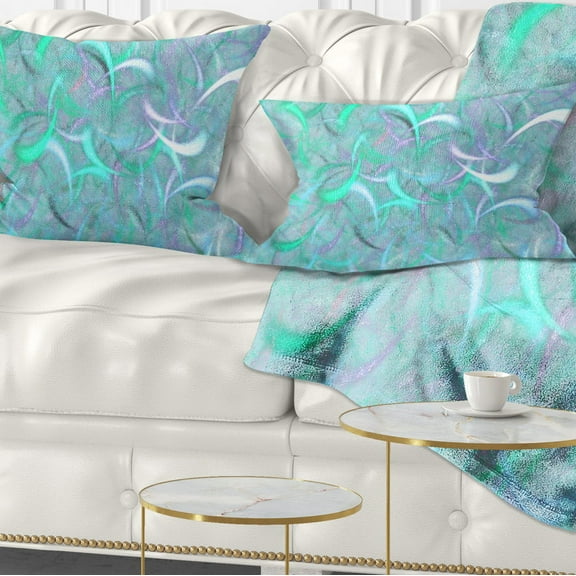 Designart Blue Watercolor Fractal Pattern - Abstract Throw Pillow - 12x20
